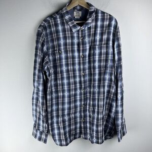 Vans Men's X-Large Grey & Blue Long‎ Sleeve Button-Up